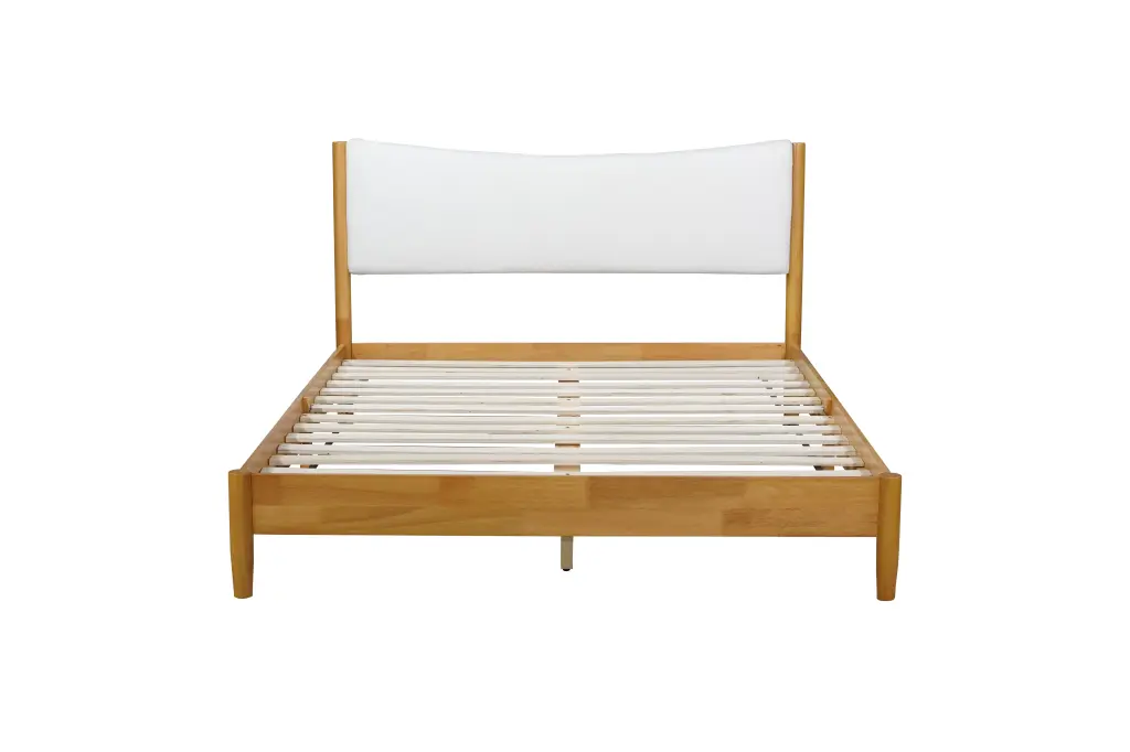Queen Size Rubber Wooden Solid Wooden Bed Teddy Velvet Cushion Uph inspirit