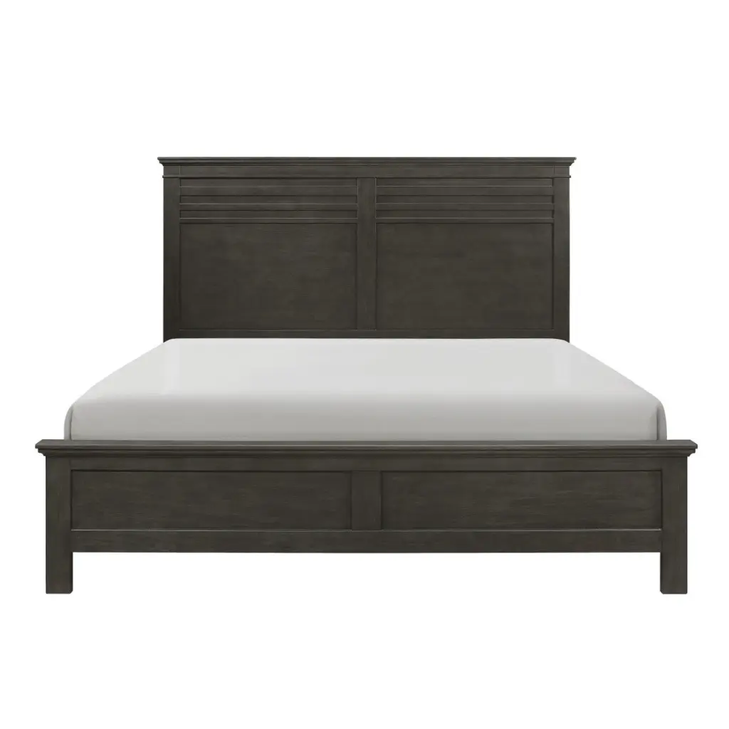 Charcoal Gray Finish Queen Bed Transitional Style Wooden Bedroom Furniture kanepe