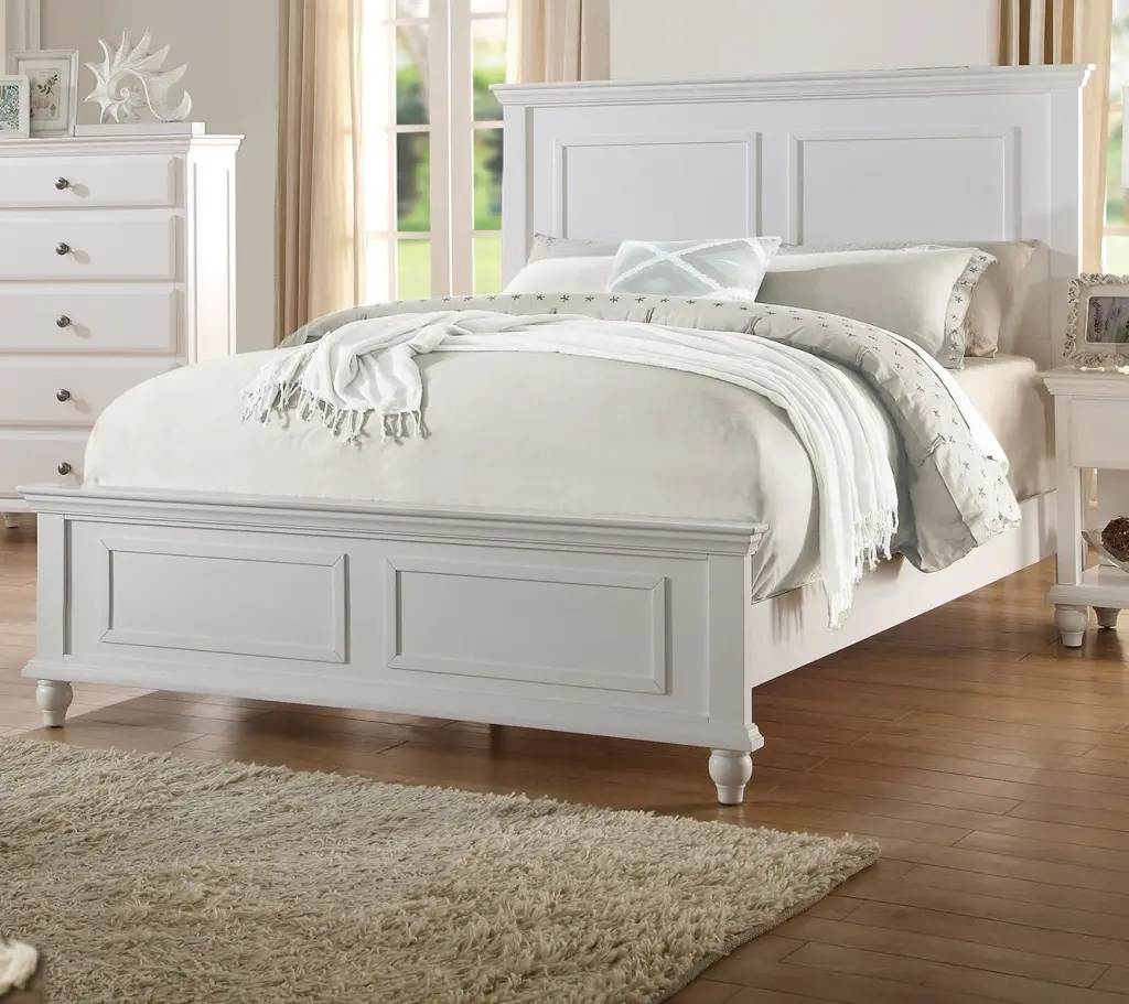 White Hue Queen Bed High Panel Headboard and Footboard Bedroom kanepe