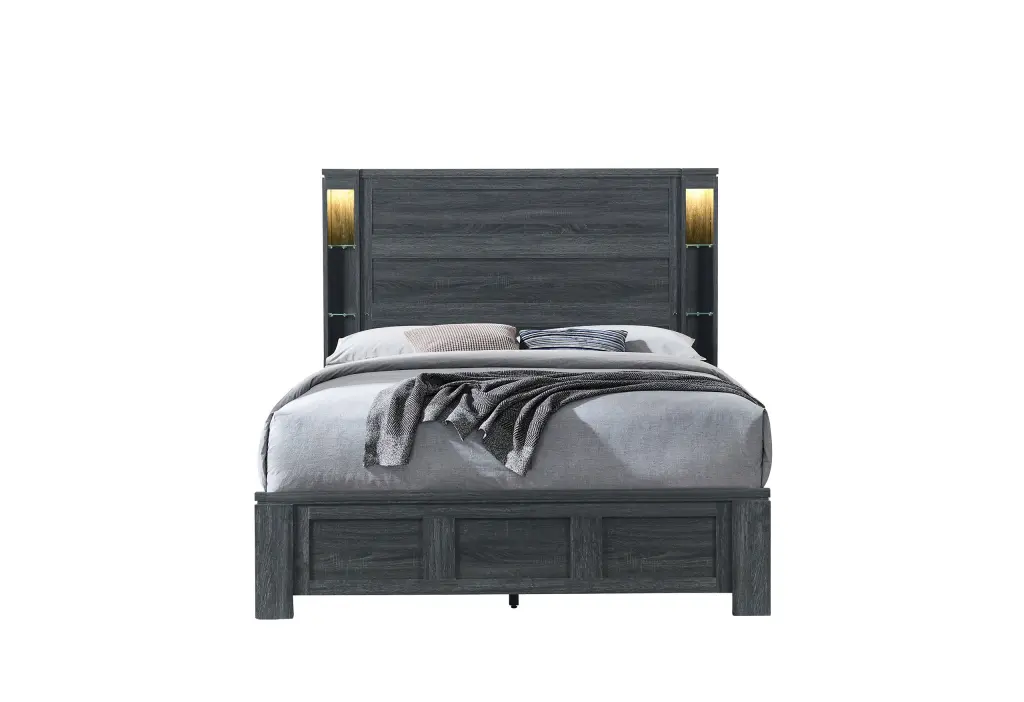 Aya Dark Grey Queen Bed Frame Solid Wood and MDF Modern Bedrooms luxe modern furniture