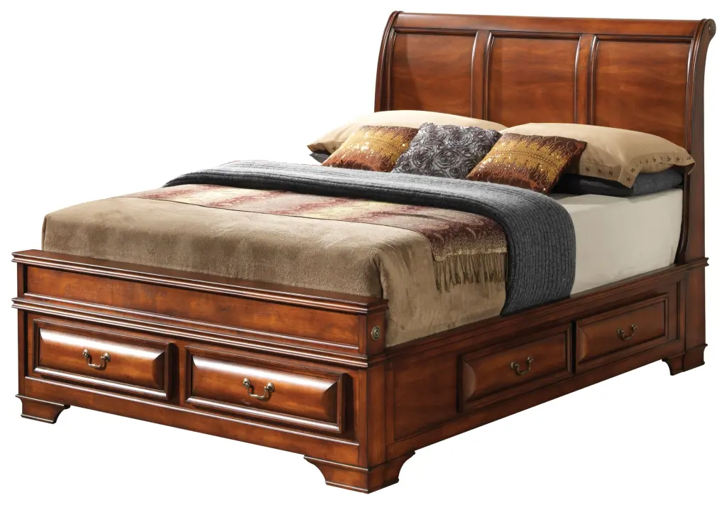 Lavita G8850A Queen Storage Bed Oak Particle Board Underbed Drawers glory furniture