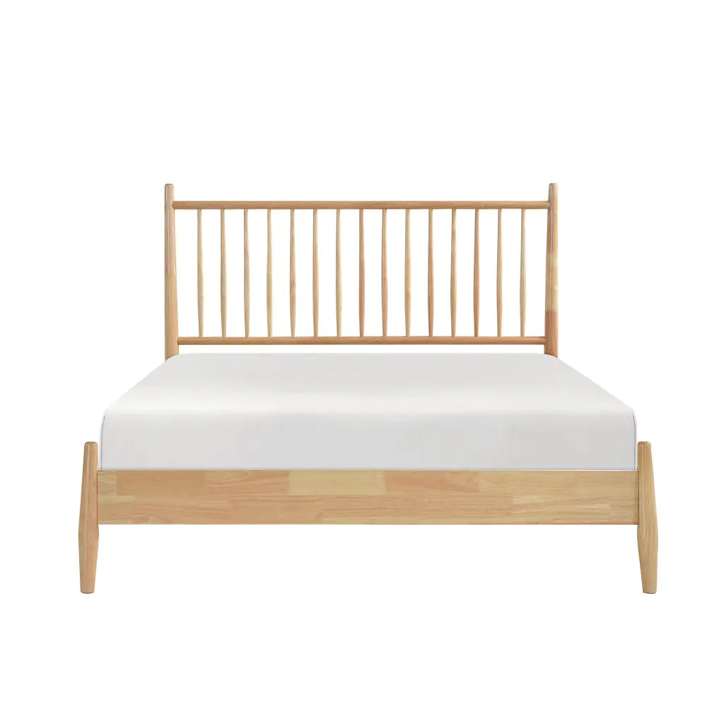 Mid Century Modern Design Queen Platform Bed Natural Finish Timberen kanepe
