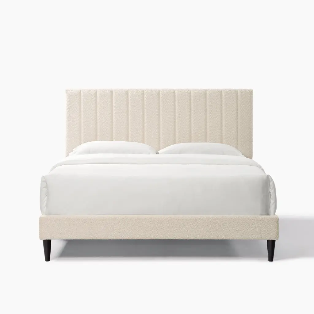 Dove Tufted Upholstered Platform Bed Pearl White Queen Size No Box Spring Needed normsman