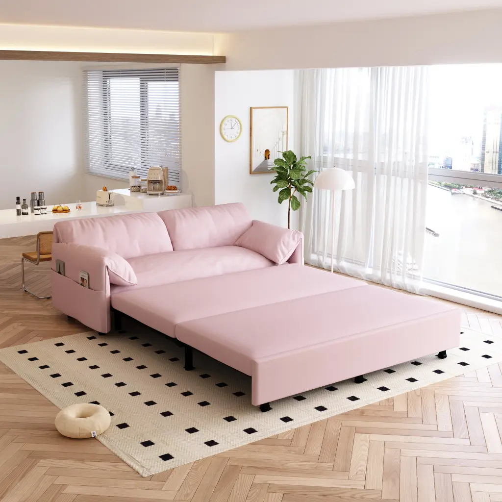 63.8 Inch Queen Pull Out Sofa Bed 3 1 Convertible Sleeper Sofa Storage bobby furniture