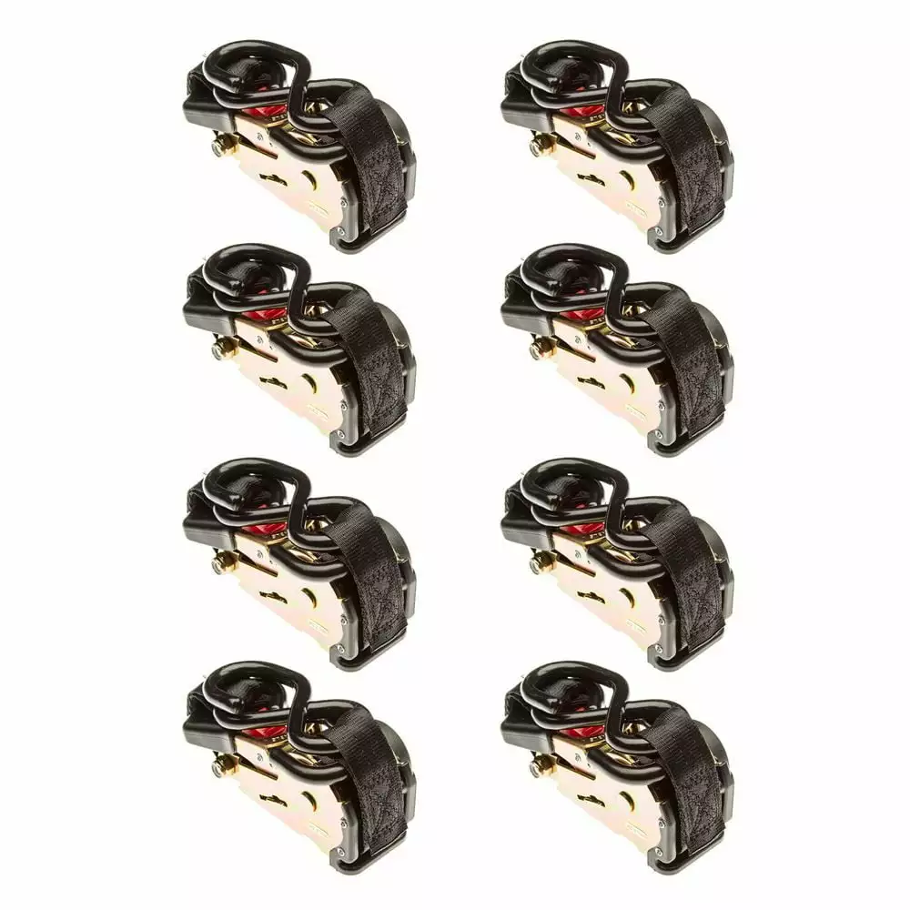 8-Pack 1 Inch x 6 Feet Retractable Ratchet Strap S-Hooks Cargo Securing 2