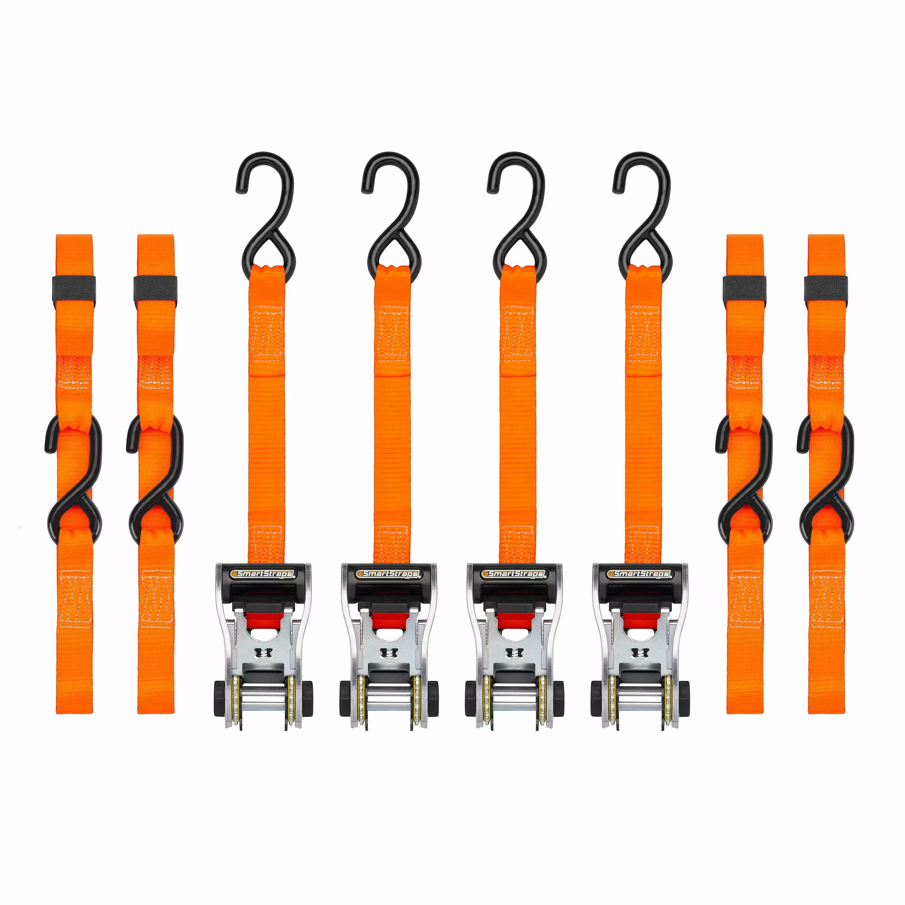 SmartStraps 1-1/4 . x 14 ft. Orange RatchetX Heavy Duty Ratchet Tie Down Straps 4-Pack 1000 lb Capacity 1