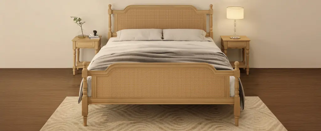 Traditional Rattan King Size Bed Frame No Box Spring Needed bed best