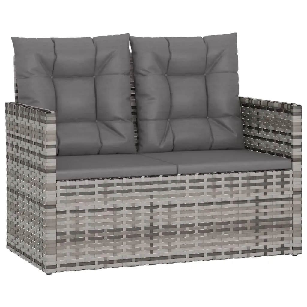Gray Poly Rattan Patio Bench Cushions 41.3 Inch Outdoor Lounge