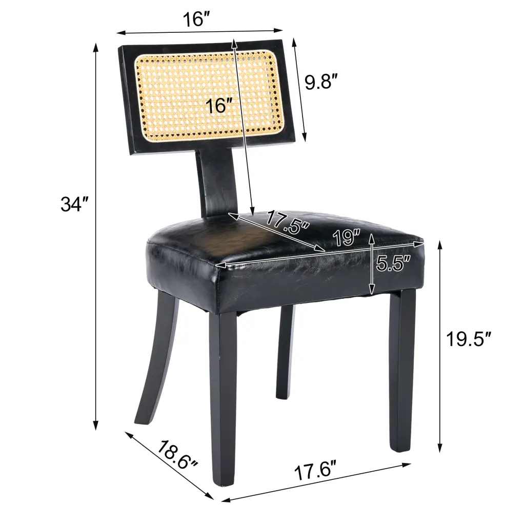 Heng Ming T Back Imitation Rattan Dining Chair Adjustable PU Cushion hengming store