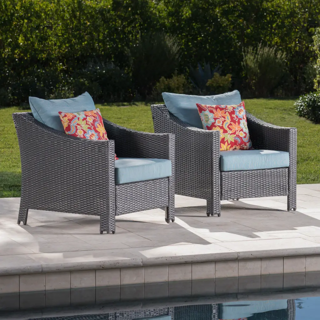 Antibes Armchair - Grey PE Rattan Ferrous Metal Frame - Water Resistant nh-kisa