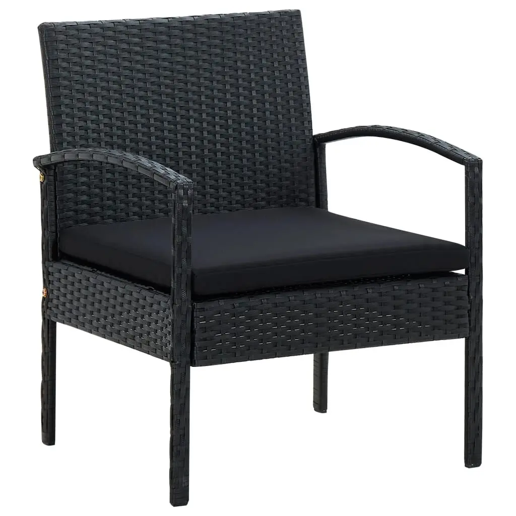 Patio Chair Cushion Poly Rattan Black Outdoor Lounge Chair