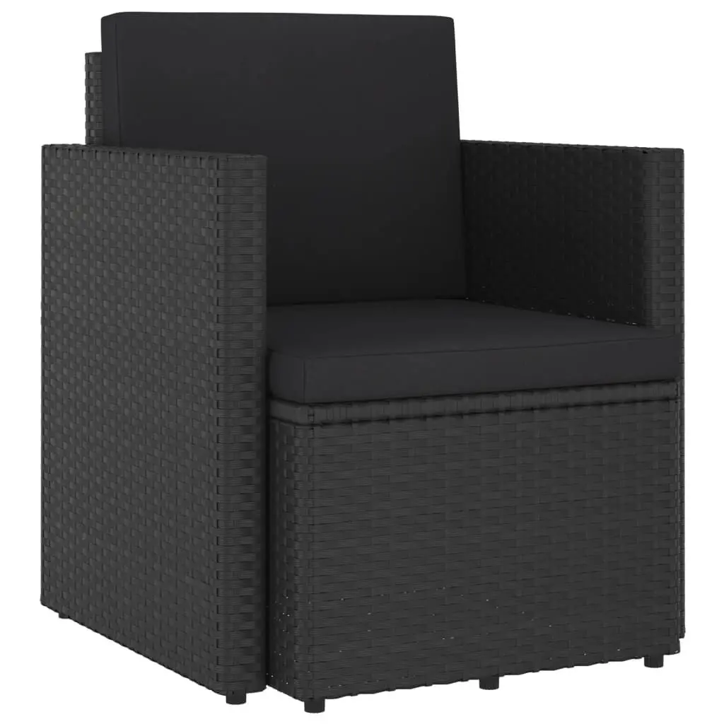 Patio Chair Cushions Poly Rattan Black Outdoor Seating Furniture