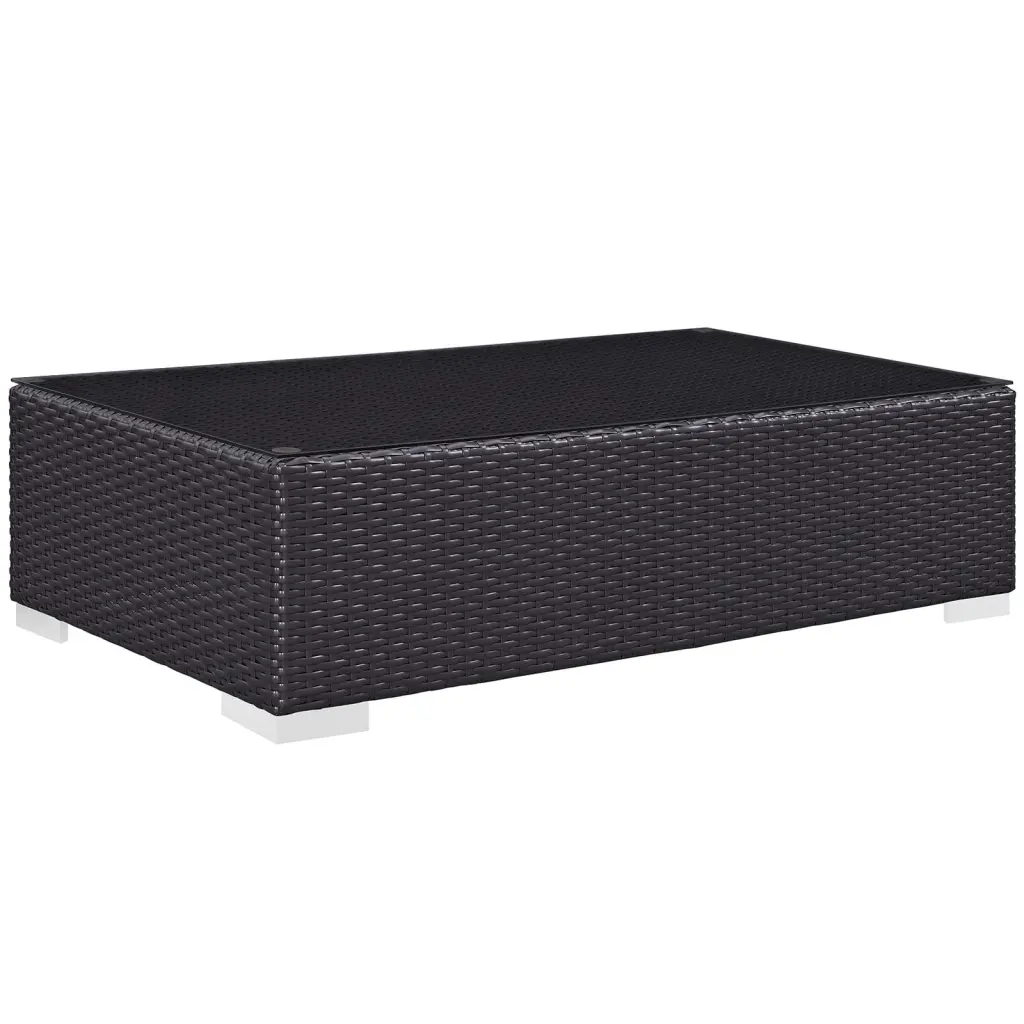 Modern Contemporary Urban Design Outdoor Patio Balcony Coffee Table Brown Rattan
