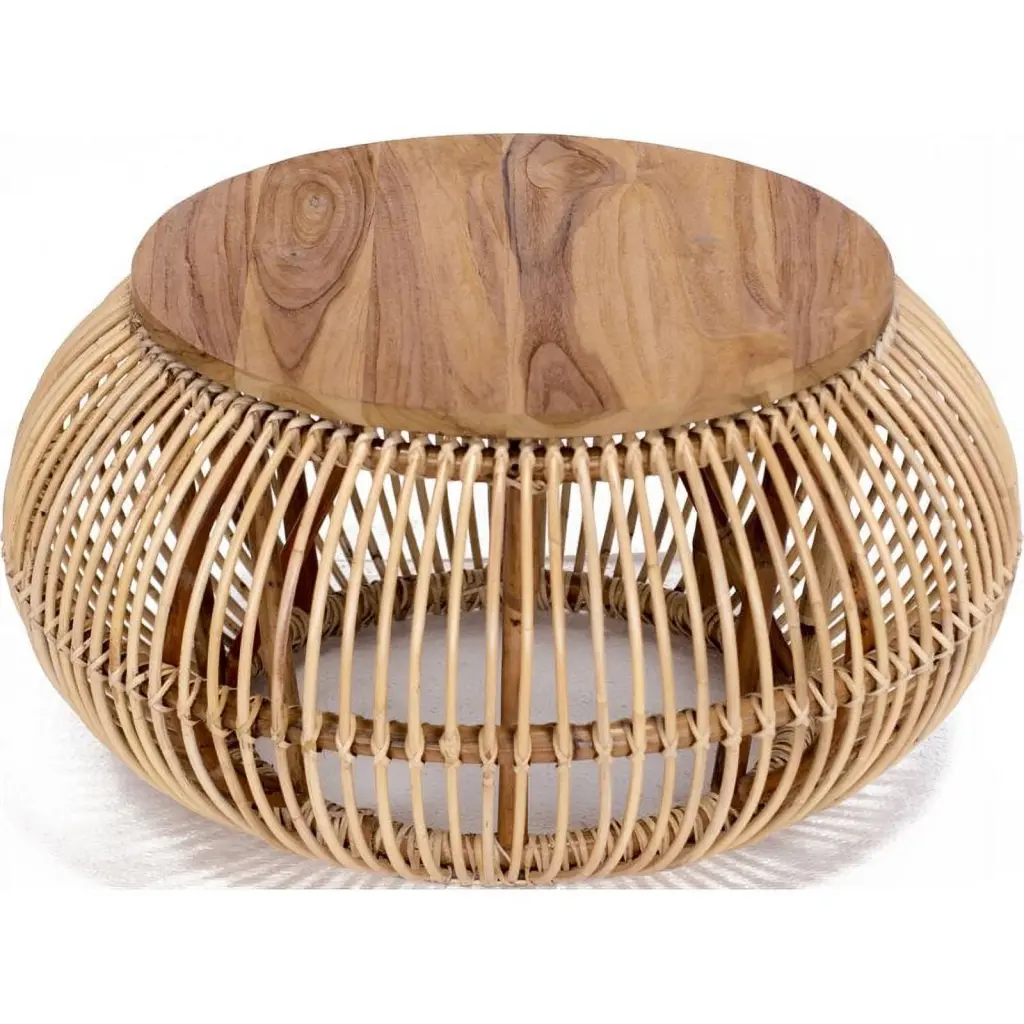 Padma's Plantation Edgewater Wood Coffee Table Natural Rattan Padma’s Plantation