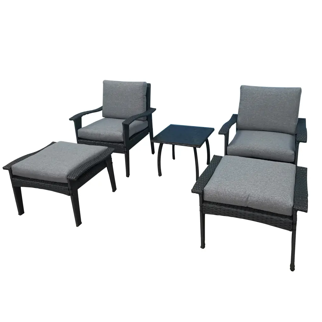 Patio Furniture Outdoor Chair And Ottoman 5 Piece Rattan Seating Group Set w-s industry