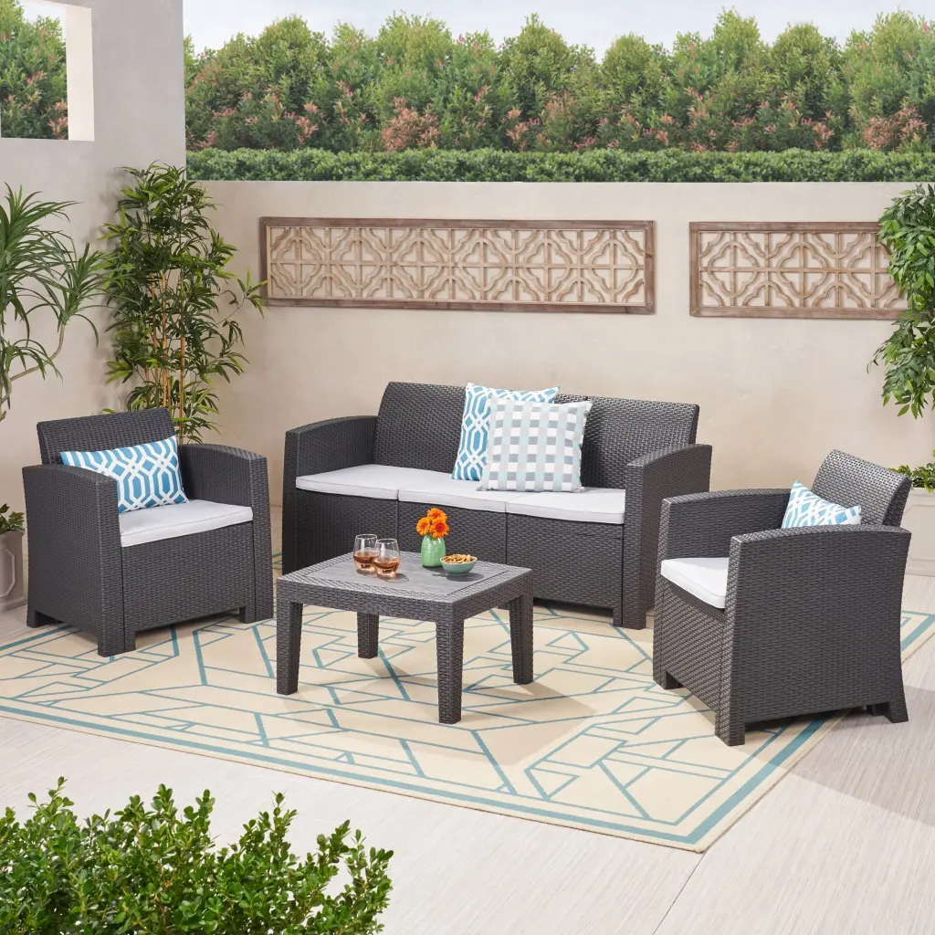 St. Johns 5-Piece Grey Rattan Style Outdoor Chat Set nh-onfind