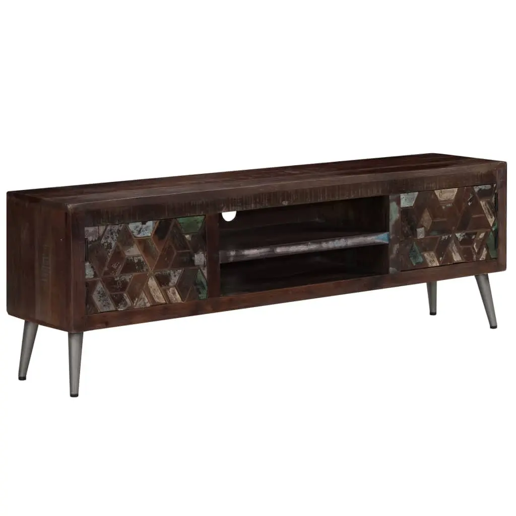 vidaXL Solid Wood Reclaimed TV Stand 55.1x11.8x17.7 Inches Living Room