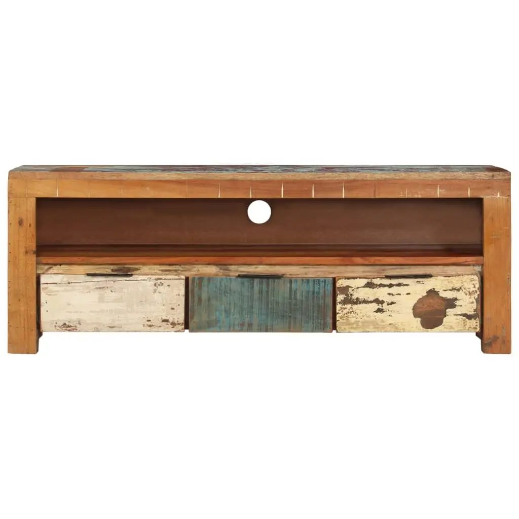 vidaXL TV Stand 43.3x11.8x15.7 Inches Solid Reclaimed Wood Modern Living Room
