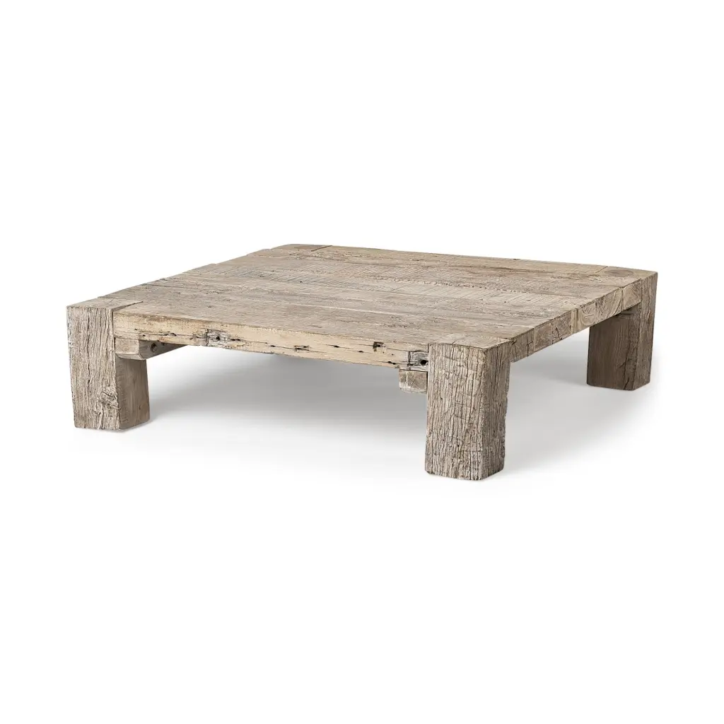 HomeRoots Square Reclaimed Solid Wood Coffee Table