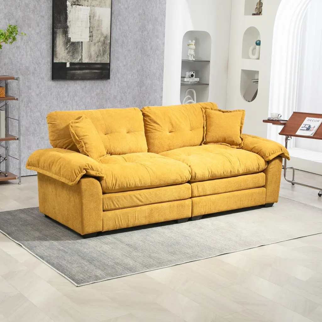 84 Inch Chenille Recliner Sofa Loveseat Deep Seat and Comfortable Cushions homemax
