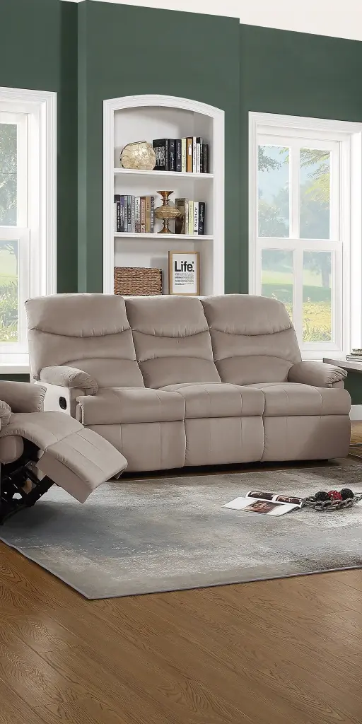 Opulent Velvet Light Brown 3 Seater Manual Recliner Sofa Couch Living Room kanepe