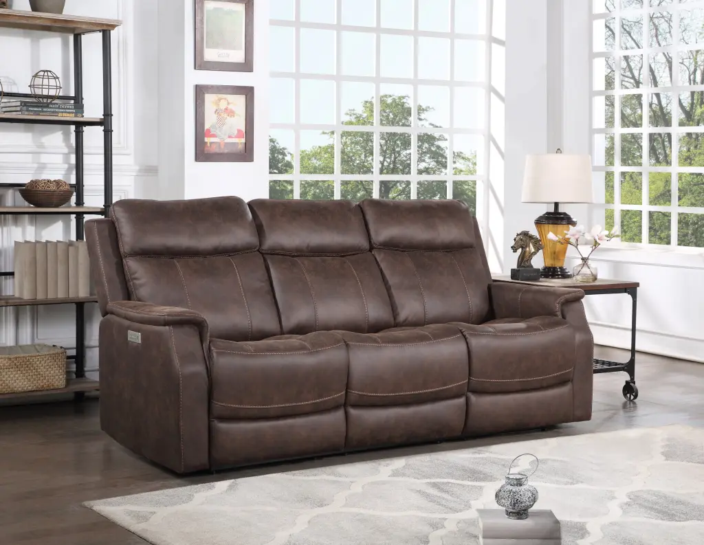 Valencia PW Recliner Sofa Walnut Foam Material 3 Seat Living Room Couch steve silver furniture