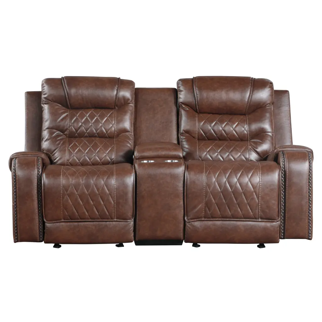 Opulent Brown Double Glider Reclining Loveseat Living Room Decor kanepe