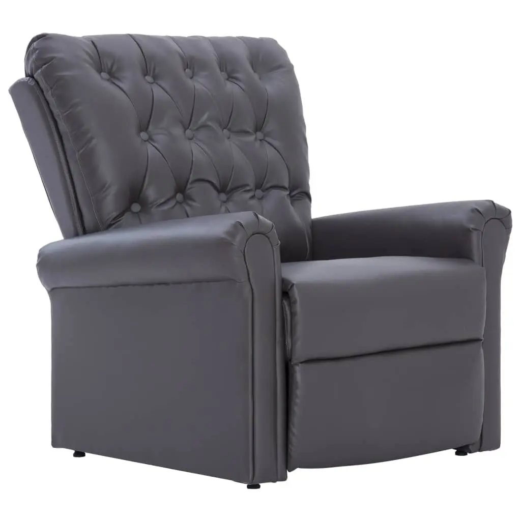 Reclining Chair Gray Faux Leather Comfortable Lounge Chair