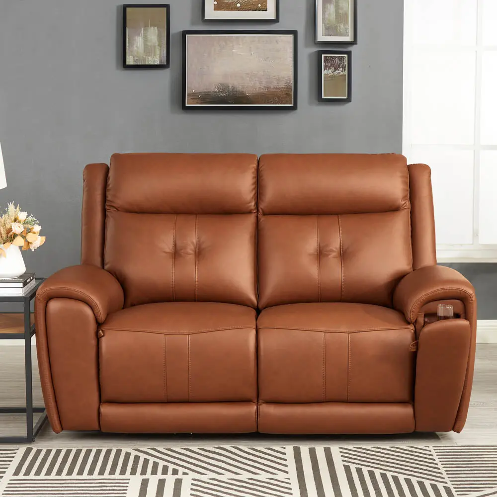 Emma Power Headrest Zero Gravity Reclining Loveseat Brown Memory Foam hydeline furniture