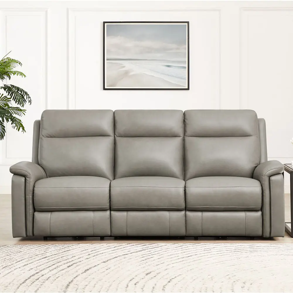 Stanfield Power Headrest Zero Gravity Reclining Sofa Gray Authentic Leather hydeline furniture
