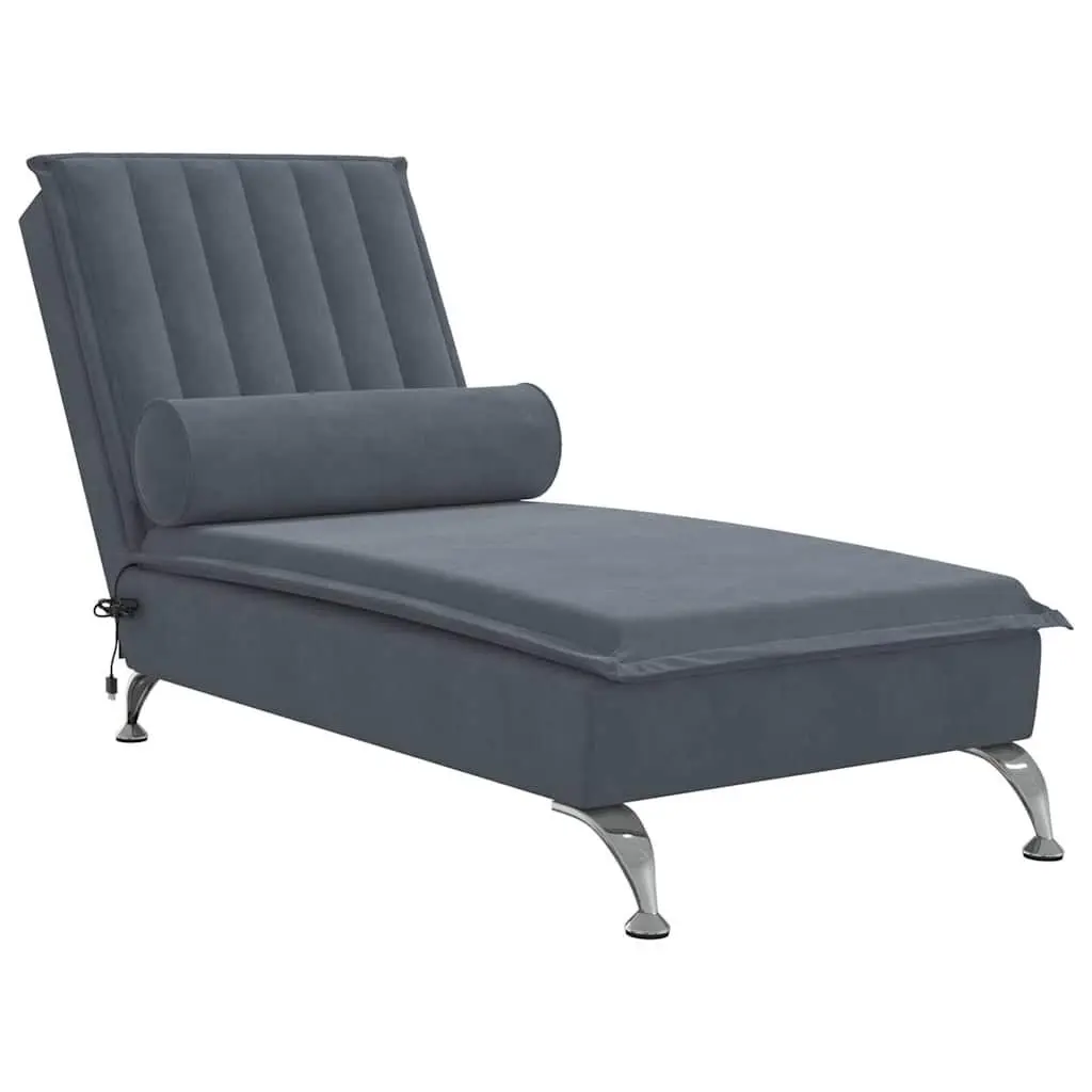 Massage Chaise Lounge Strengthen Frame Dark Gray Velvet Recliner Sofa