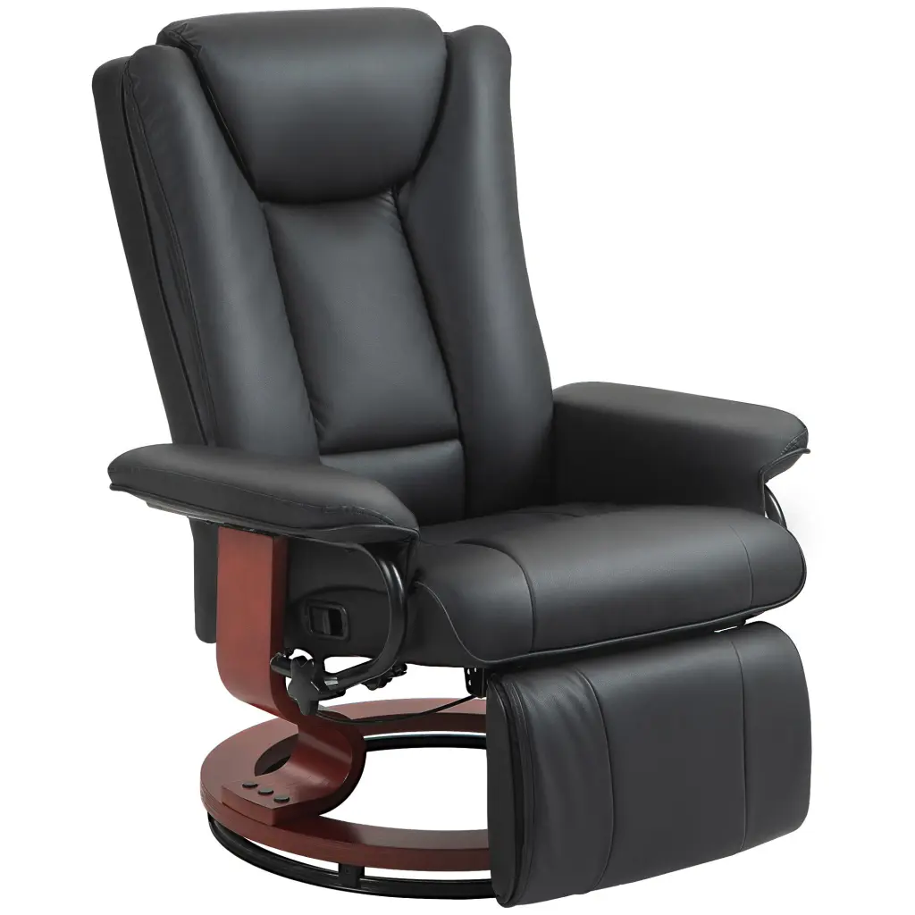 Homcom Manual Swivel Recliner Chair PU Hide Reclining Lounge Chair aosom business