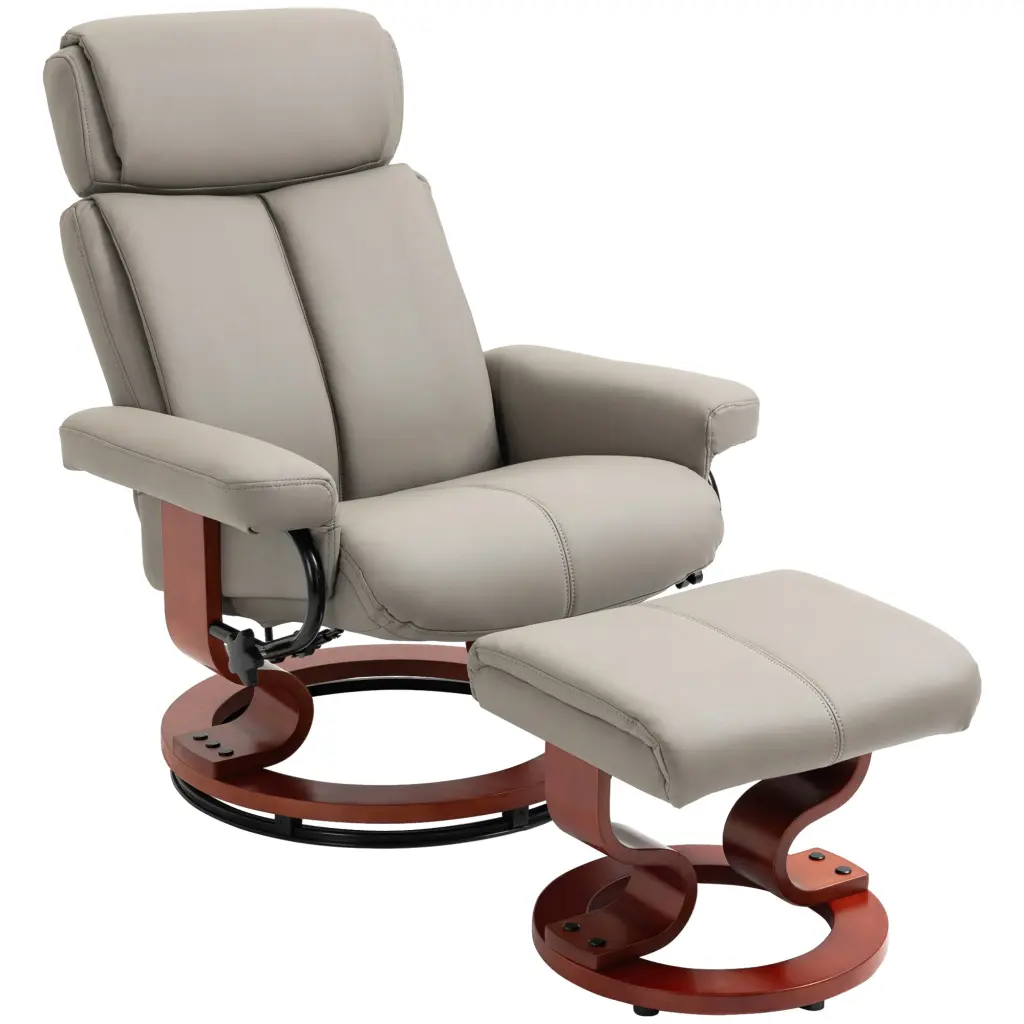 Homcom Recliner Chair Ottoman 360 Swivel Reclining Chair Wooden Legs aosom business