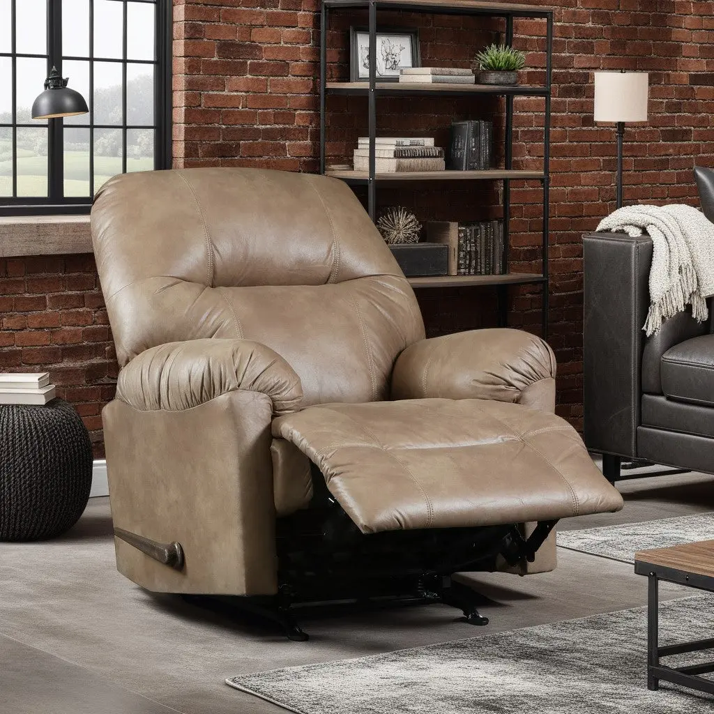 Desert Dune Recliner Brown Manual Handle Pillow Top Arms Upholstered apex home