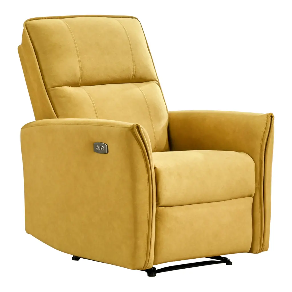 Asheville Dark Yellow Suede Recliner Chair Comfortable Lounge Chair ashcroft furniture