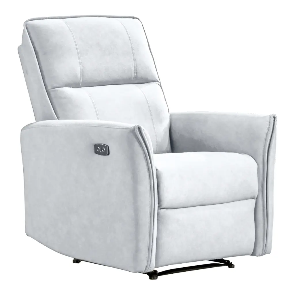 Asheville Grey Suede Recliner Chair Light Gray Suede Cushion ashcroft furniture