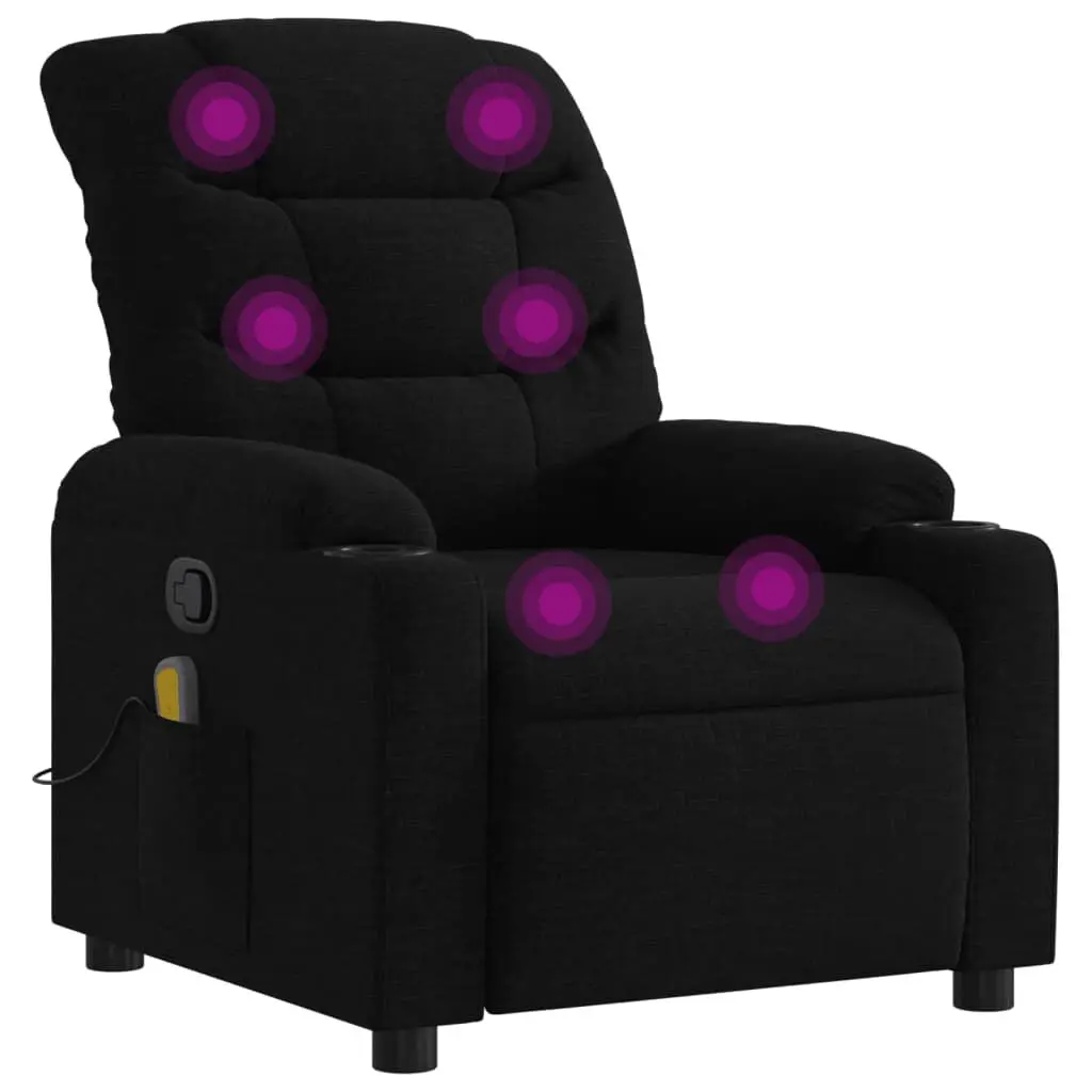 Black Fabric Massage Recliner Chair Multiple Functions