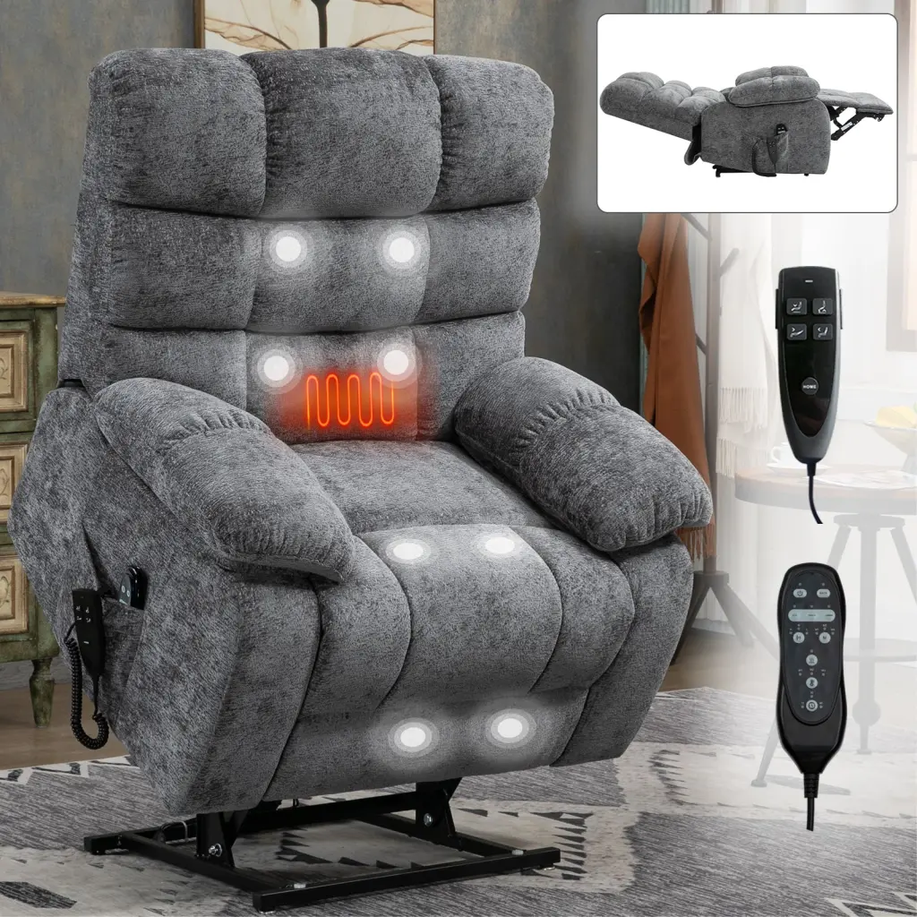 Lift Recliner Chair Heat And Massage Dual Motor Infinite Position Up To 350 lbs comfortmax