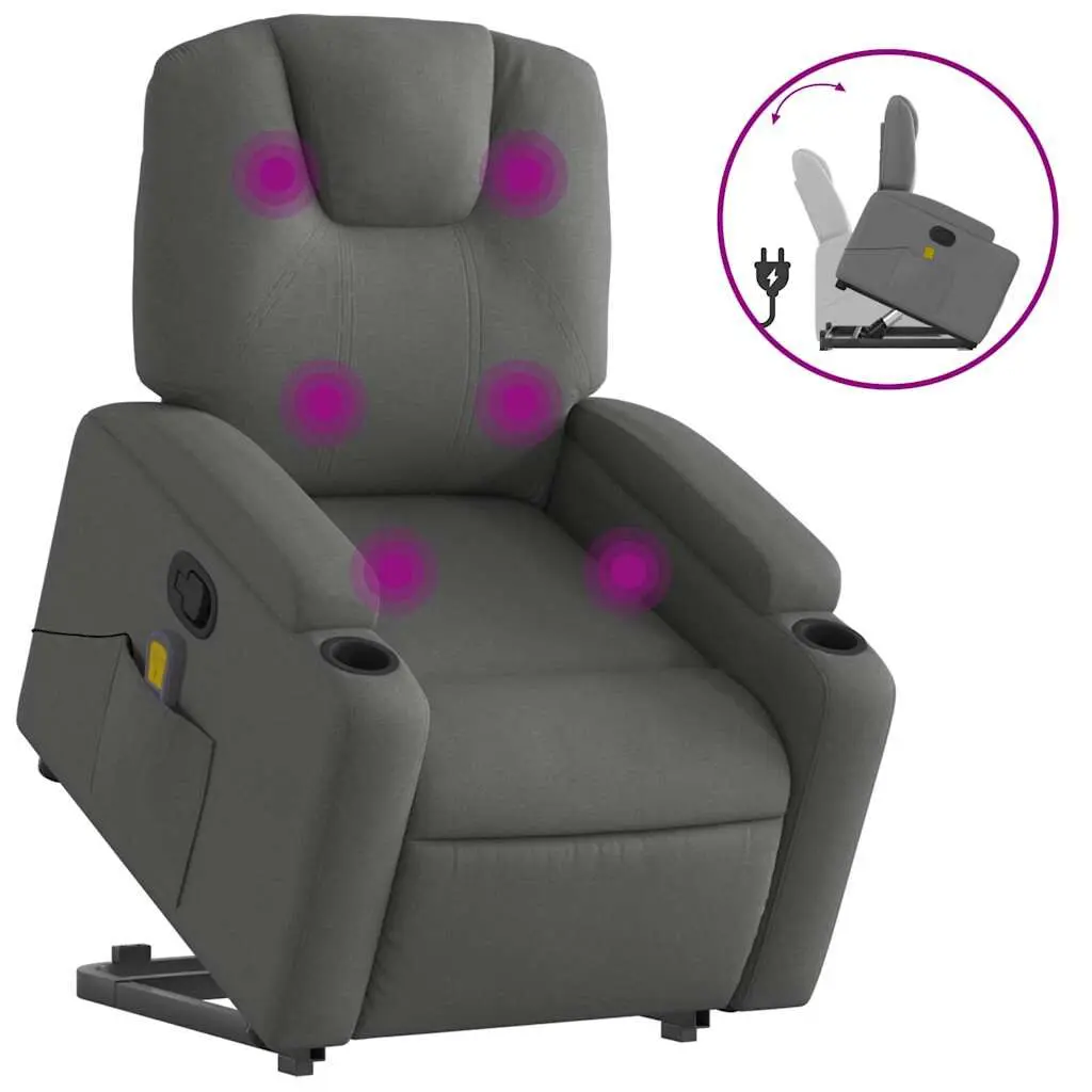 Dark Gray Stand Up Massage Recliner Chair Ergonomic Support