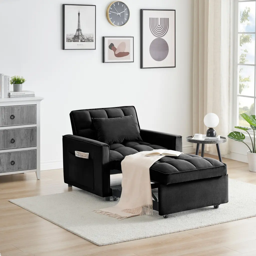 3 1 Convertible Sofa Bed Recliner Chair Living Room Single Sleeper fm home