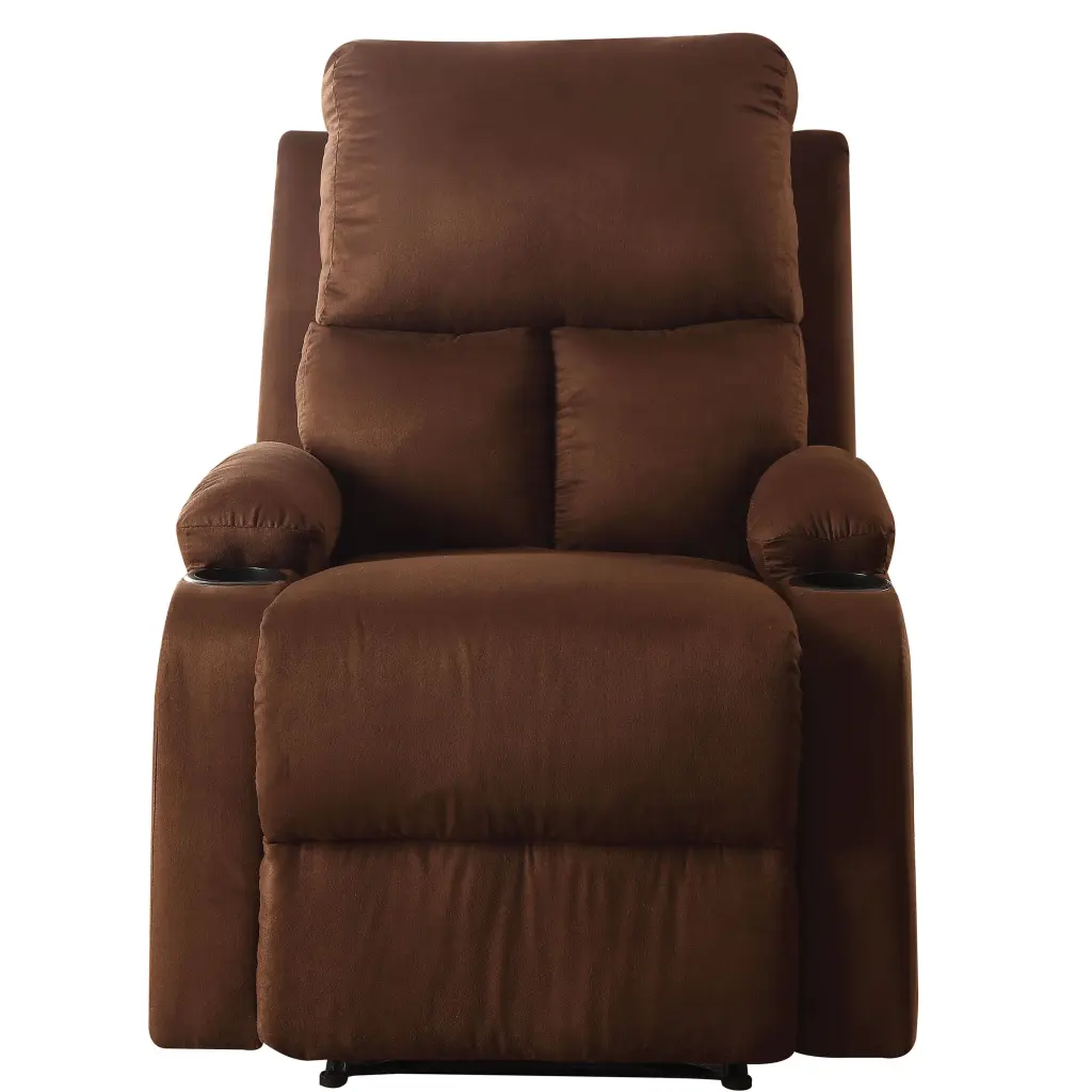 Chocolate Pillow Top Arm Recliner Chocolate Microfiber Manual Handle furniture max