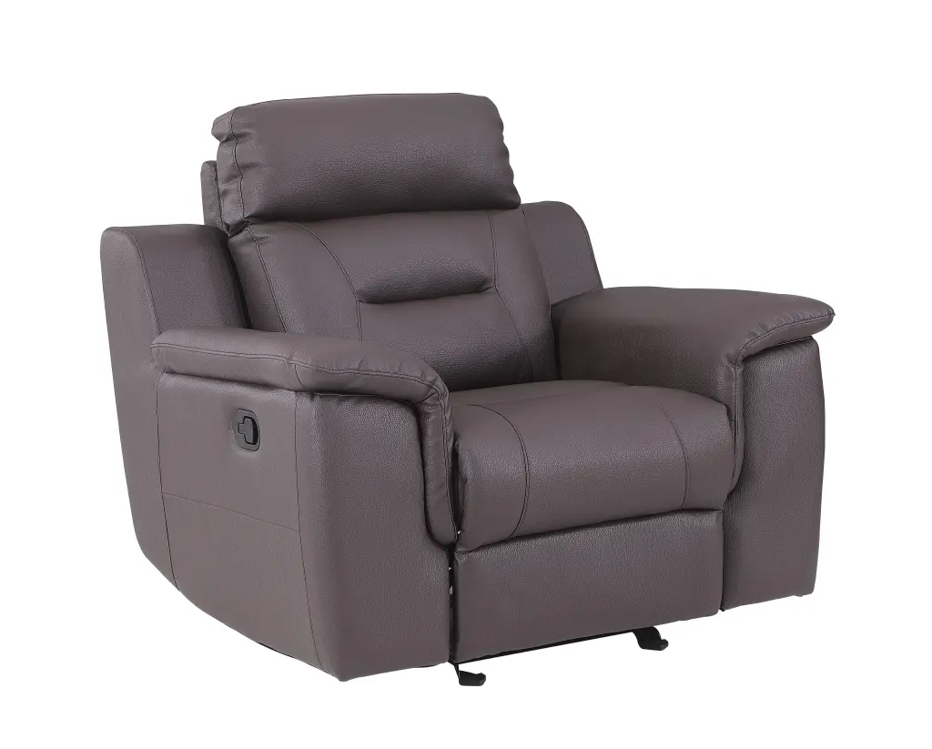 Modern Reclining Upholstered Chair Brown Foam Hide global united