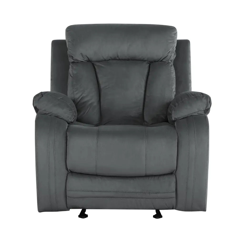 Reclining Transitional Microfiber Chair Gray Foam Upholstered global united
