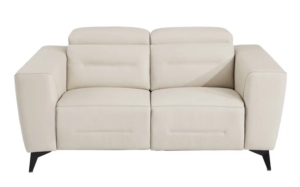 Top Grain Italian Leather Loveseat Power Recliner Beige Primary Living Room Furniture global united