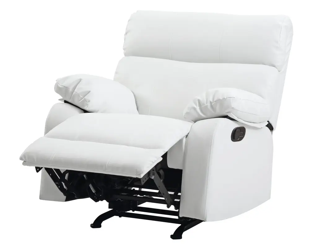 Contemporary White Rocker Recliner Chair White Foam PU Upholstery glory furniture