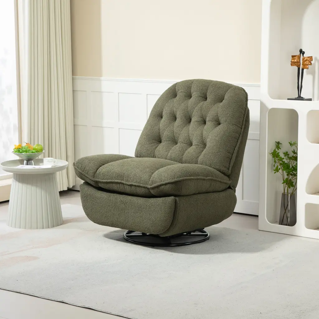 360 Swivel Recliner Customizable Chair Chenille Upholstery and Glider Mechanism homemax