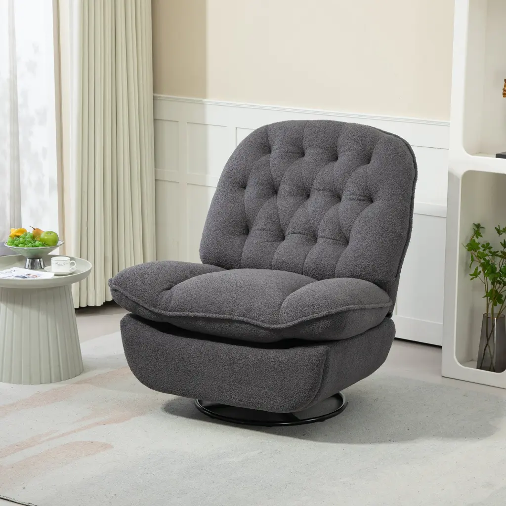 360 Swivel Recliner Customizable Chair Chenille Glider Swivel Reclining Lounge Chair homemax