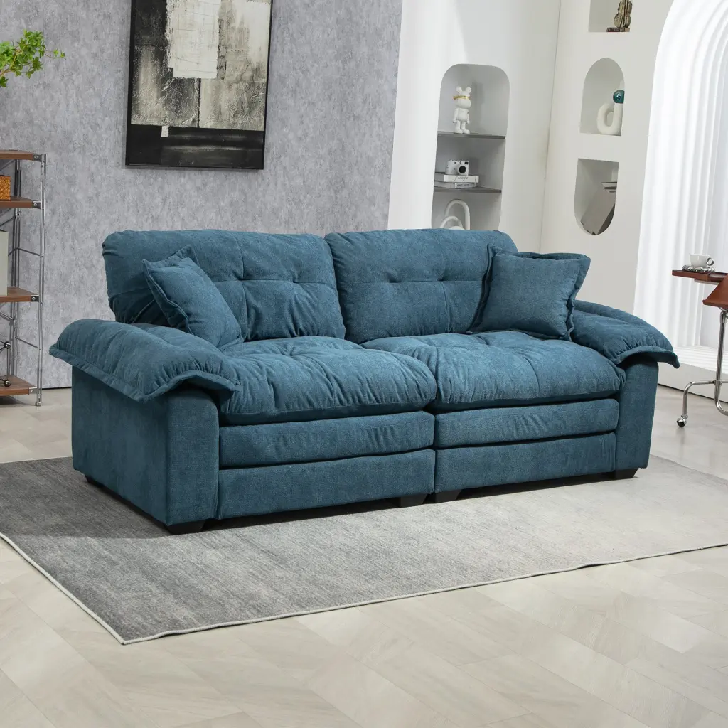 84 Inch Chenille Recliner Sofa Small Loveseat Deep Seat homemax