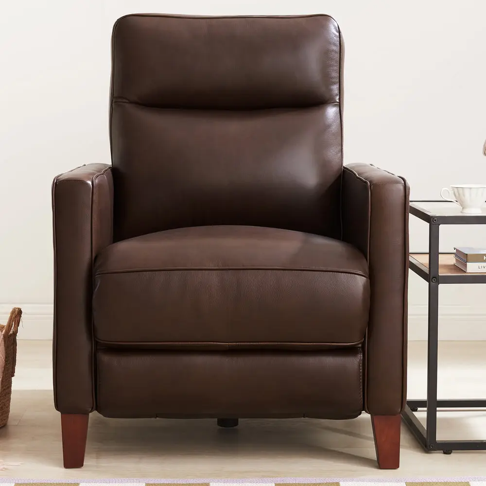 Ashby Power Headrest Zero Gravity Recliner Chestnut Memory Foam Genuine Leather hydeline furniture
