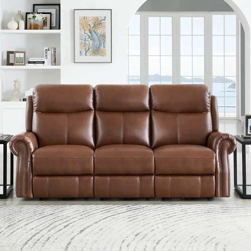 Royce Power Headrest Zero Gravity Reclining Sofa Brown Authentic Hide hydeline furniture